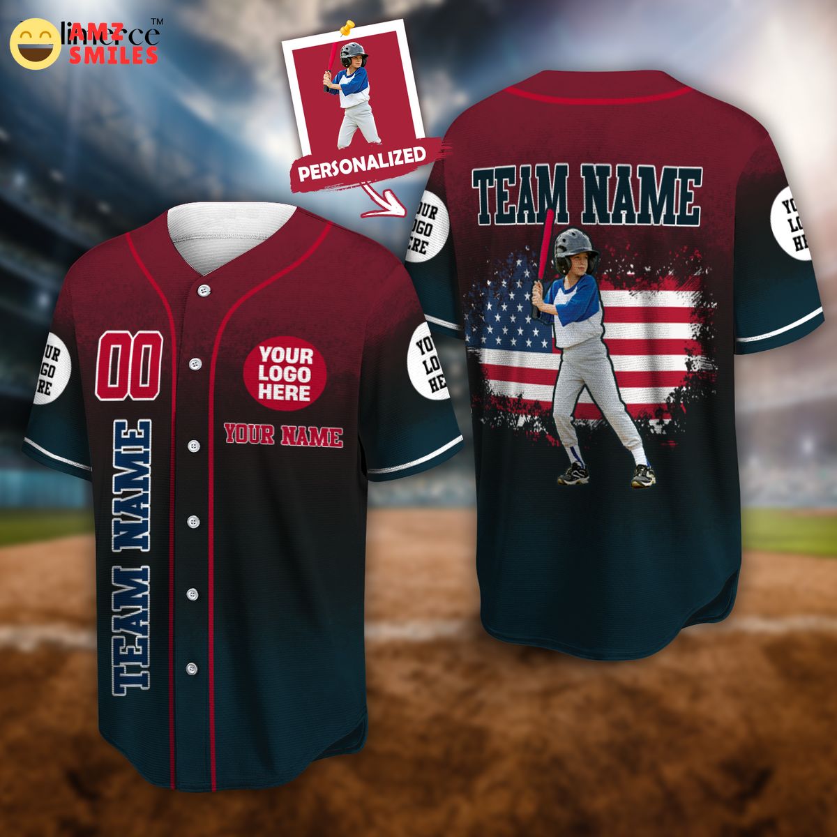 custom image name and number ombre season player baseball jersey 1 IDRvl