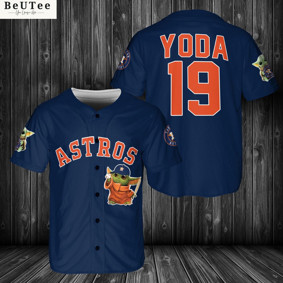Personalized Houston Astros Baby Yoda All Over Print 3D Doormats