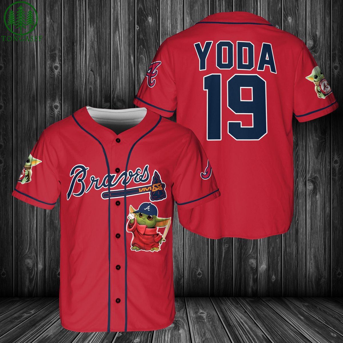 baby yoda x braves red baseball jersey 1 BohrE