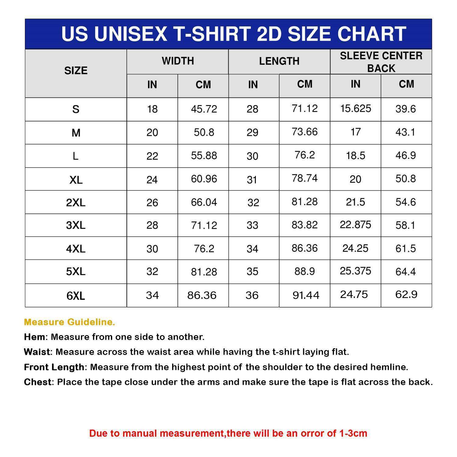 2d t shirt size