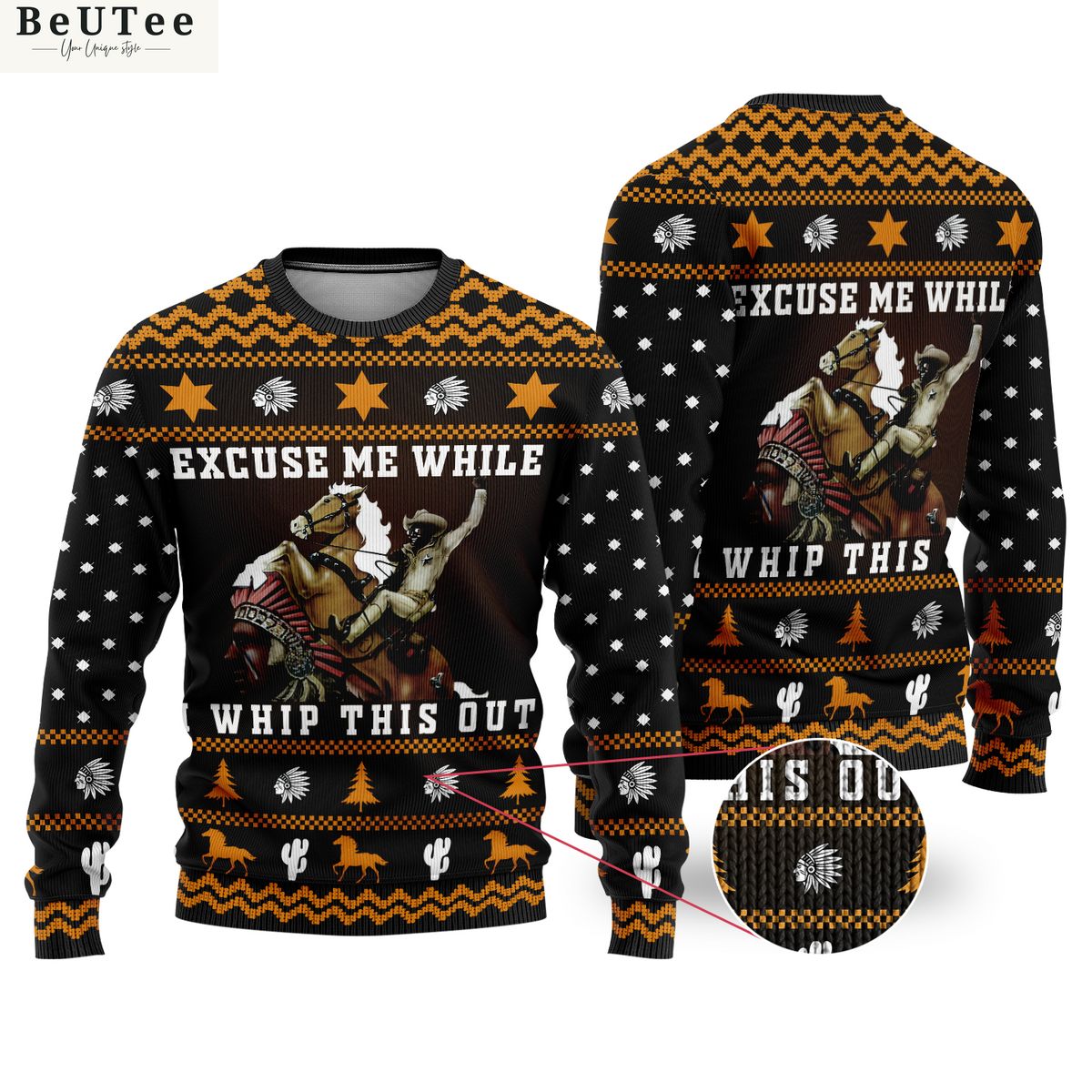 blazing saddles excuse me while i whip this out ugly sweater jumper 1 AaR4m.jpg