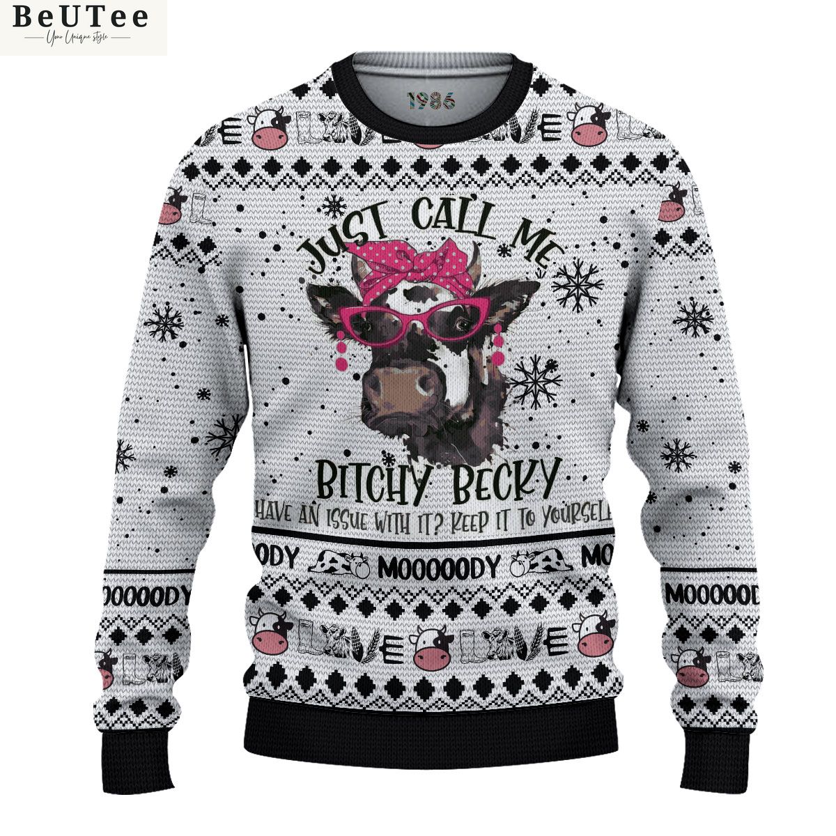 Cow Flowers For Women Hot 3D Ugly Sweater Jumper Hey! You look amazing dear