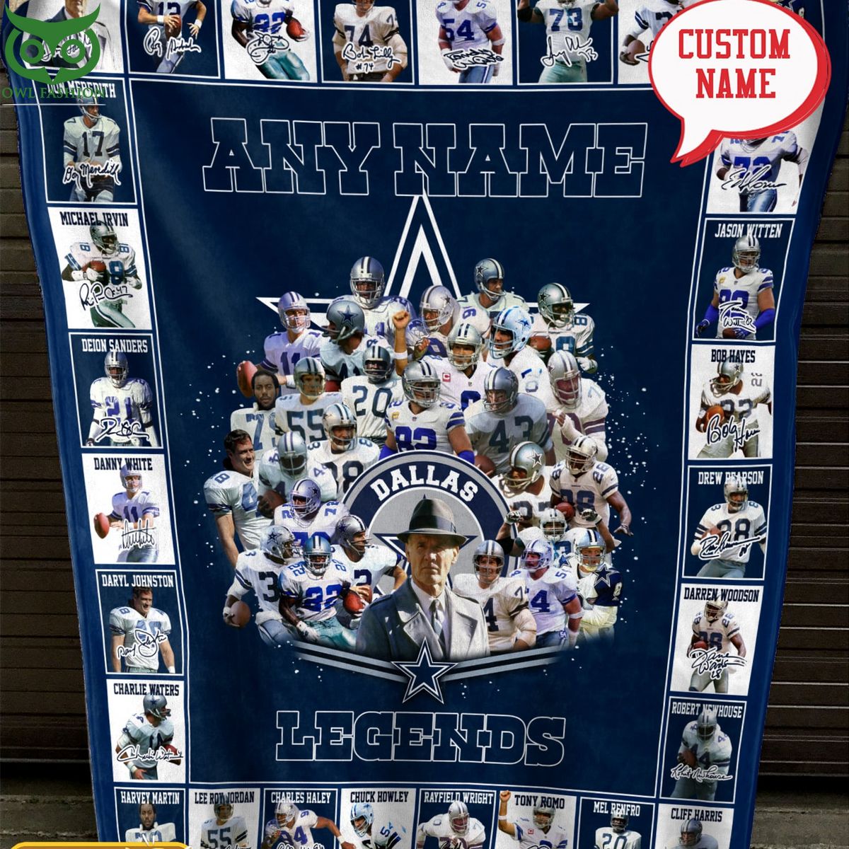 custom name dallas cowboys dc legends fleece blanket shop owl fashion 1 iIxDK