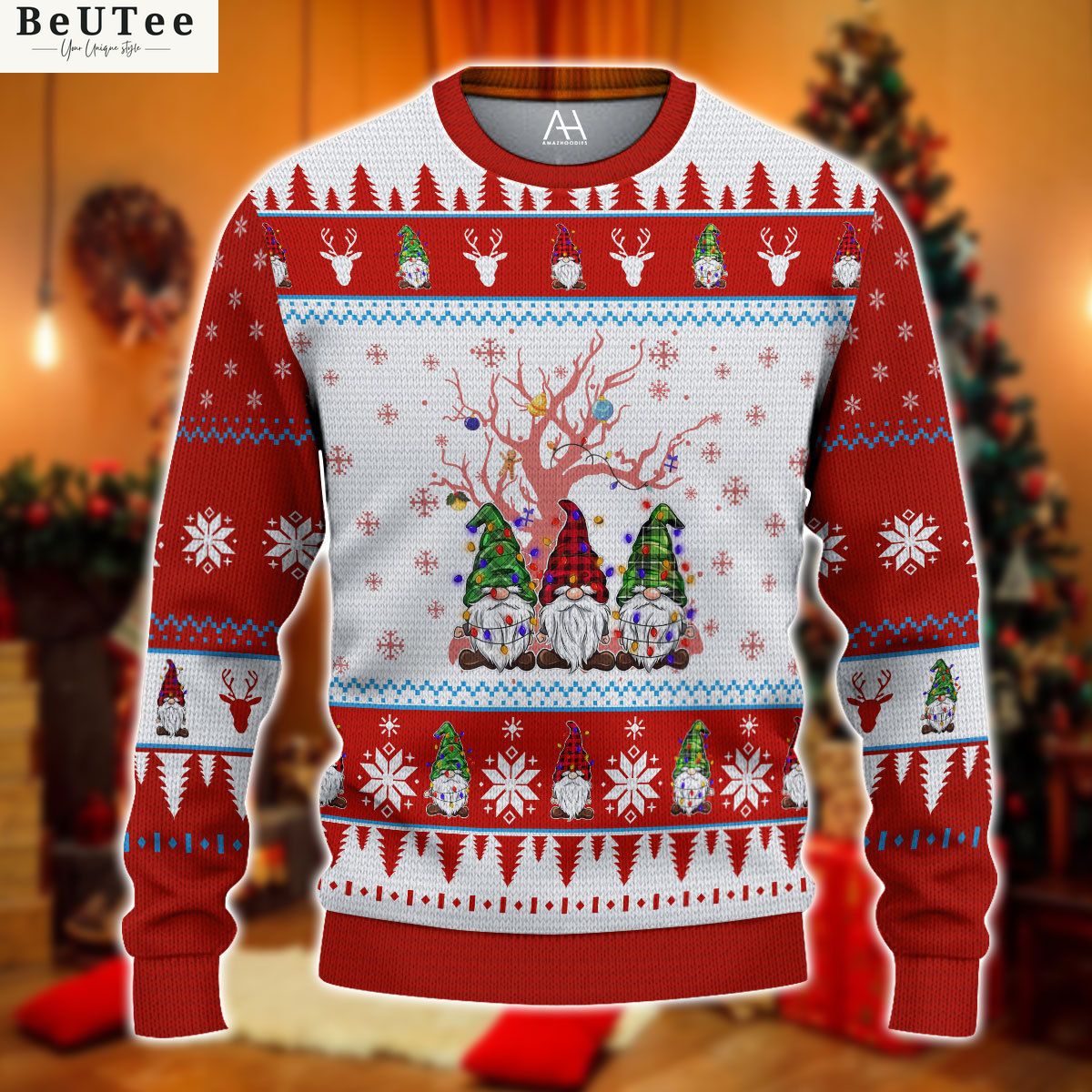 festive gnome buffalo plaid christmas tree lights ugly sweater jumper lover xmas gift 1 3scQ5.jpg