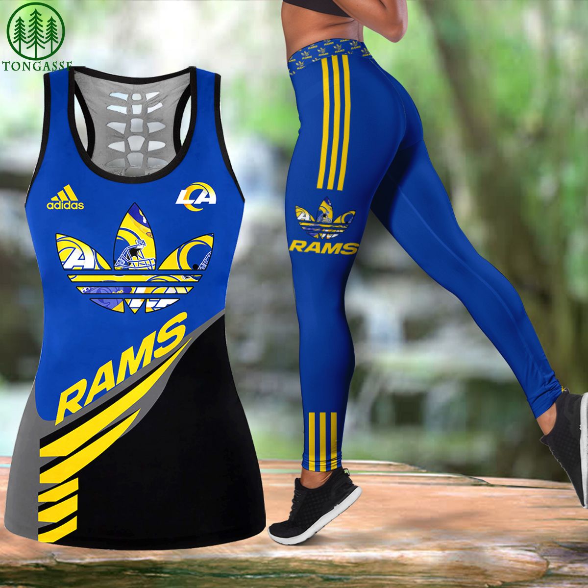 nfl los angeles rams adidas dark version hollow tanktop leggings 1 4KKDo