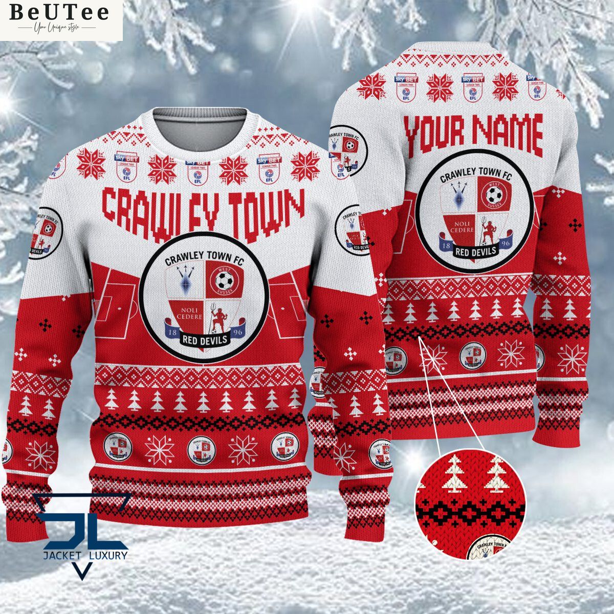 Crawley Town EFL 2023 Custom Ugly Christmas Sweater Jumper Rocking picture