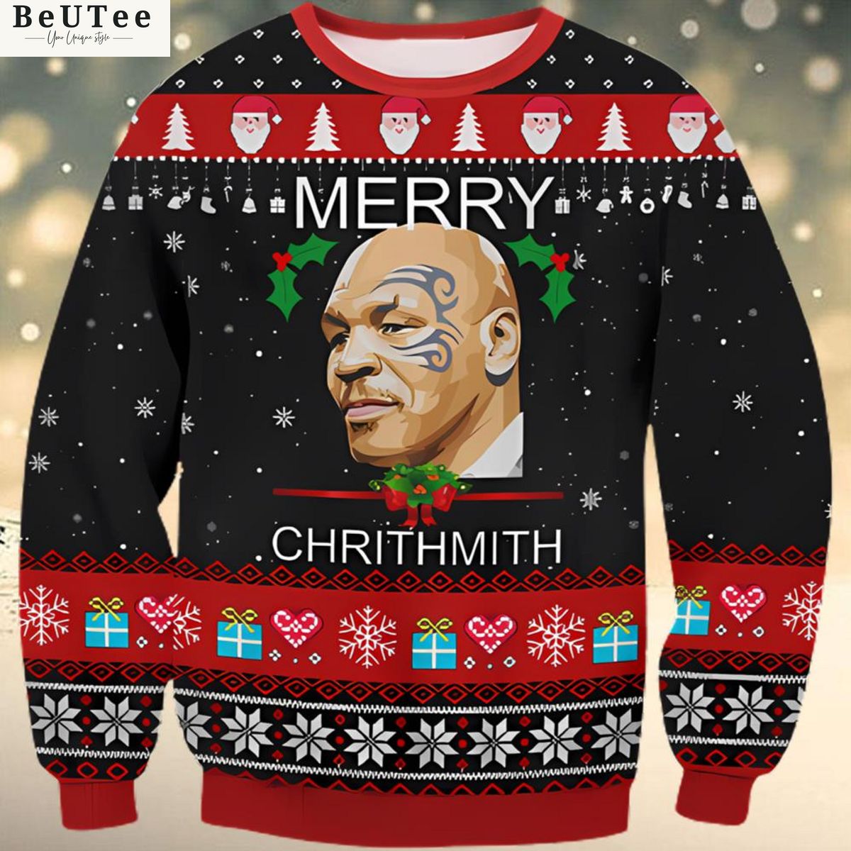 Merry Chrithmith Mike Tyson Ugly Christmas Sweater Jumper Rocking picture