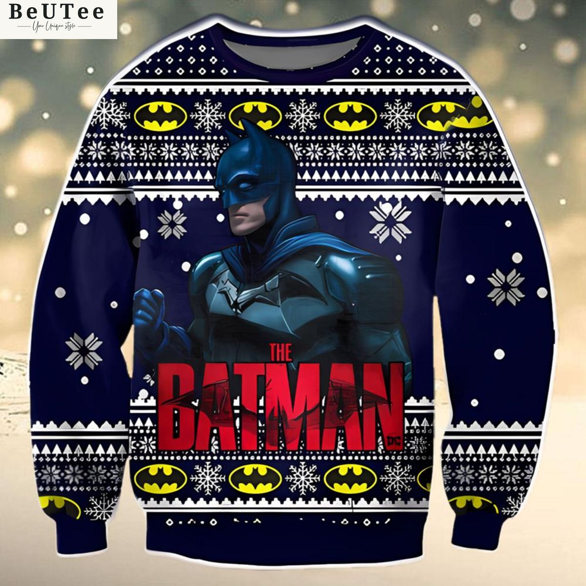 The Batman Robert Pattinson Ugly Christmas Sweater Jumper Natural and awesome
