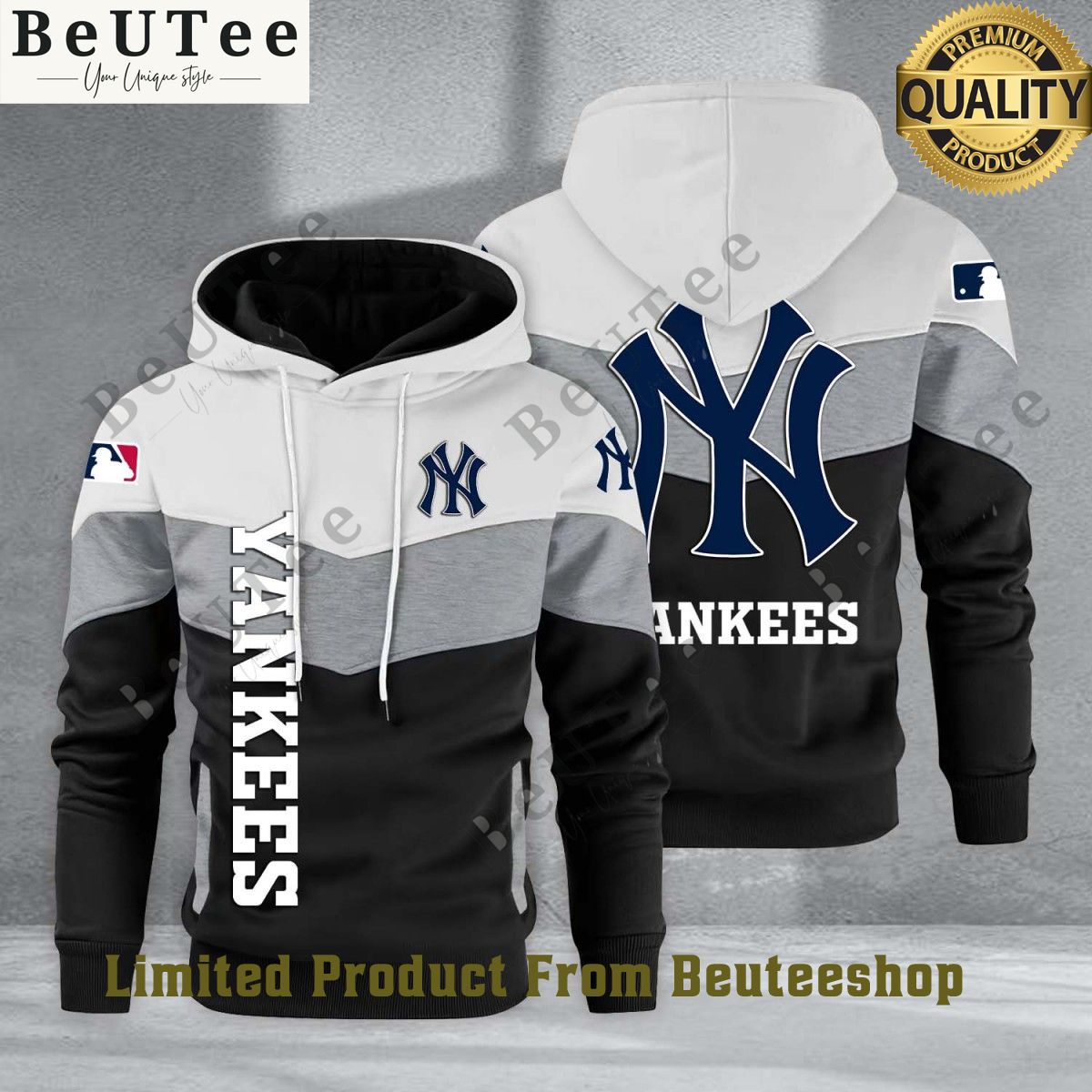 baseball new york yankees team mlb black white printed hoodie 1