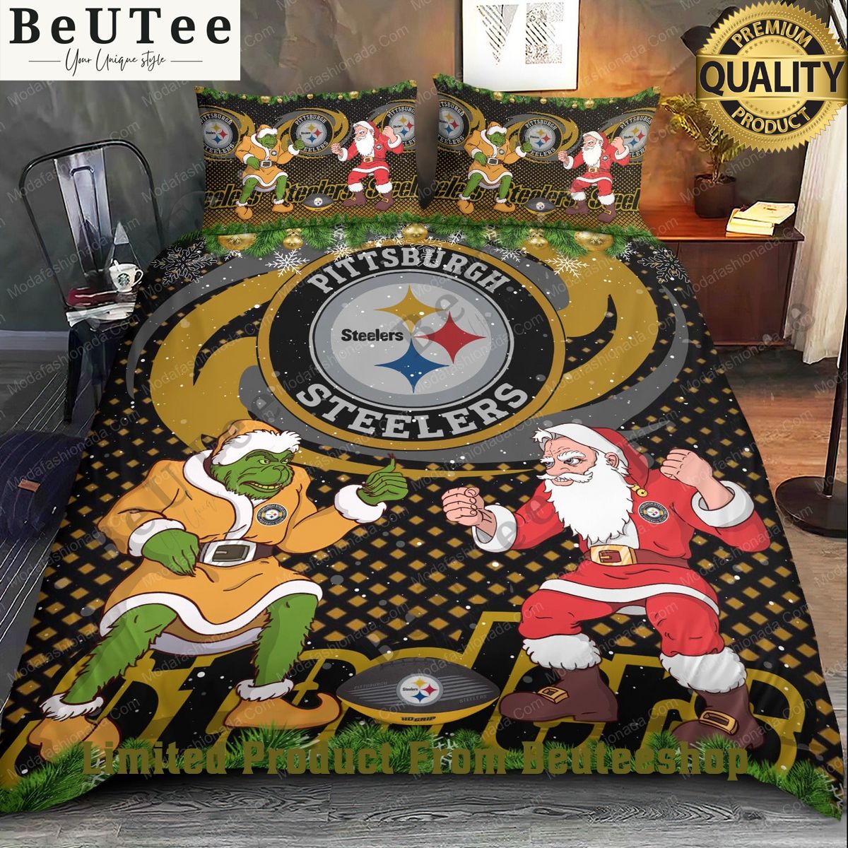 NFL Pittsburgh Steelers Christmas Grinch Premium Bedding Sets Amazing Pic