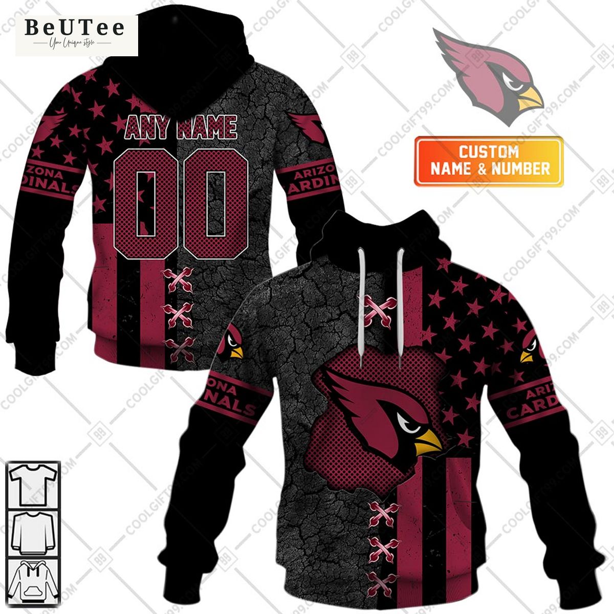 arizona cardinals broken wall customized printed hoodie shirt 1