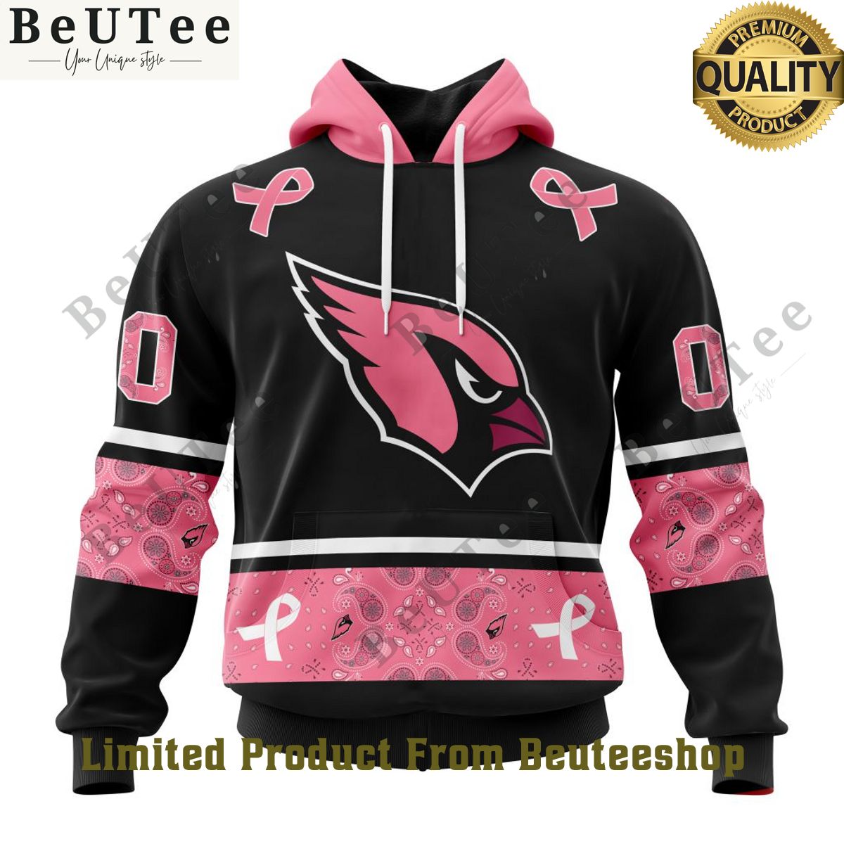 arizona cardinals pink breast cancer nfl custom 3d hoodie shirt 1