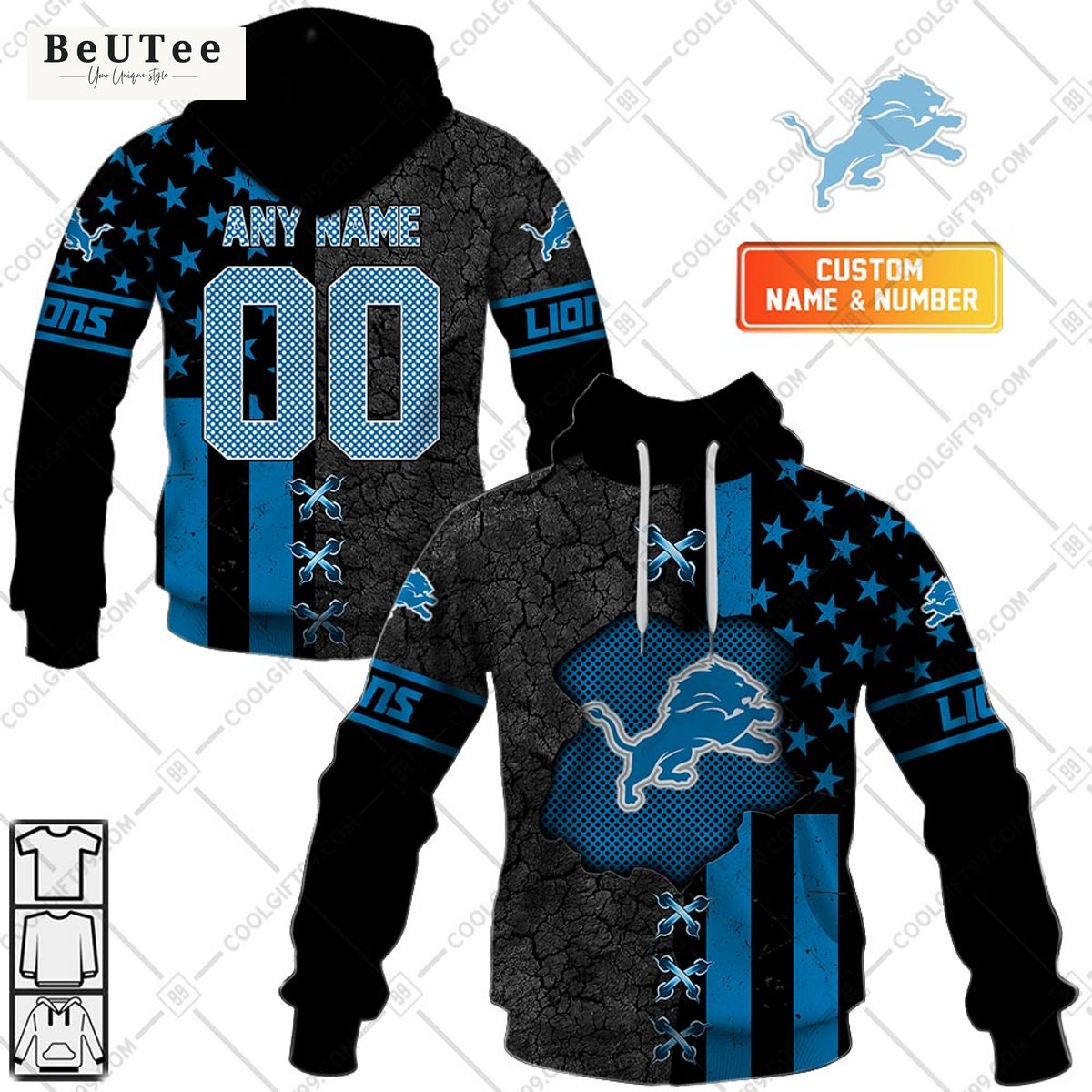 Custom Name Number NFL Detroit Lions printed hoodie shirt Pic of the century