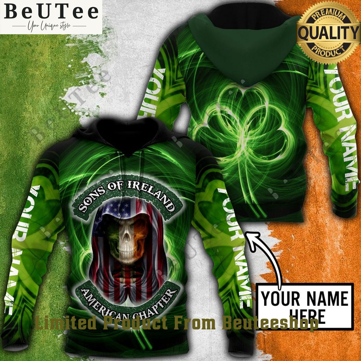 custom name st patrick day skull sons of ireland american chapter 3d hoodie 1 PvUE5.jpg