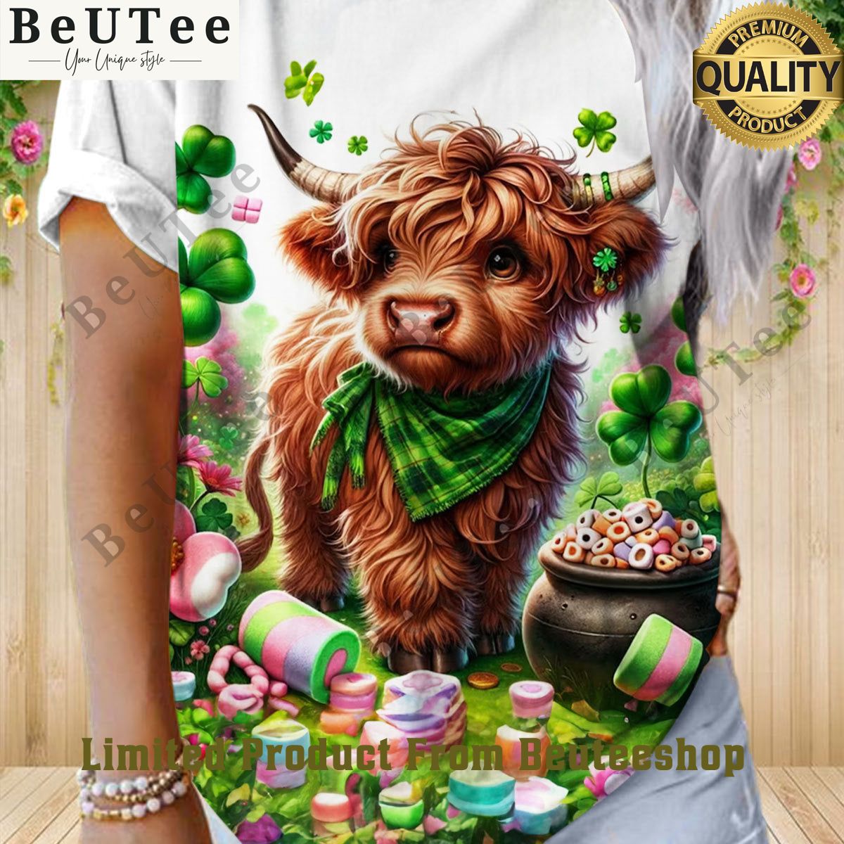 highland cow st patricks day candy rainbow tshirt 1