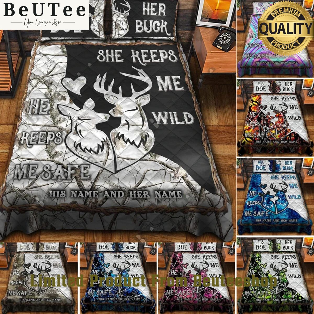 hunting personalized name 3d keep me wild and safe quilt bedding 1 rr1d9.jpg