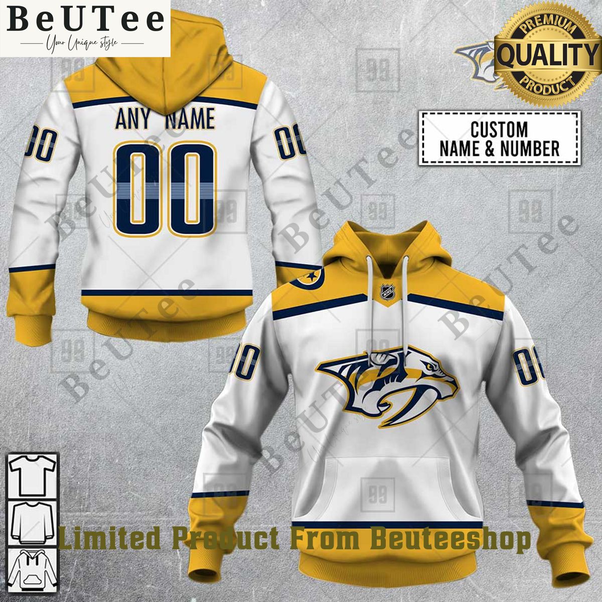 NHL Personalized Nashville Predators Jersey Hoodie shirt Royal Pic of yours