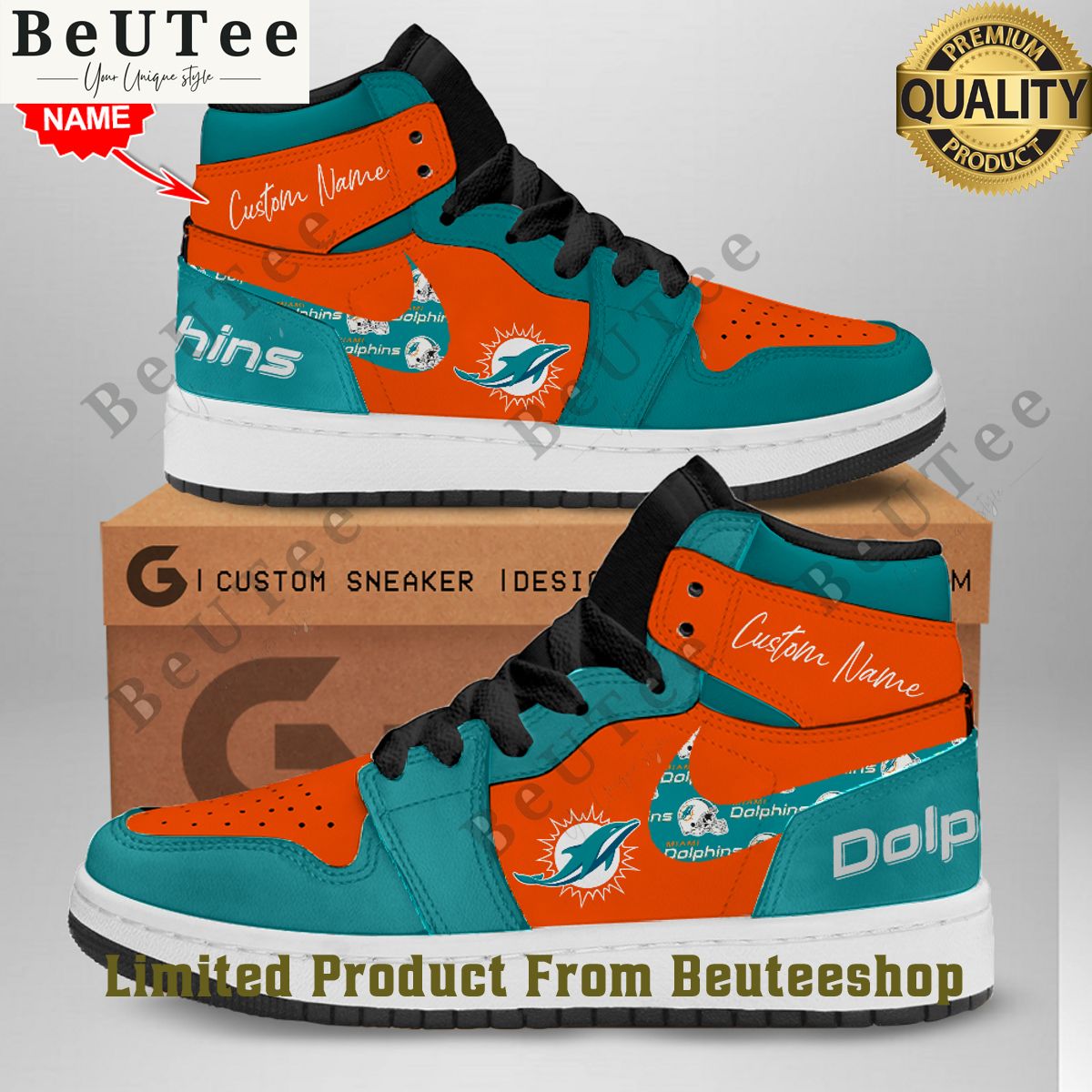 Custom Name NFL Miami Dolphins Air Jordan Sneakers Out of the world