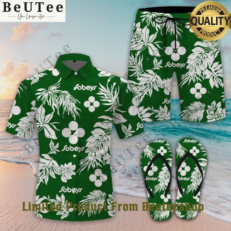 SOBEYS Supermarket chain COMBO HAWAII SHIRT SHORTS FLIP FLOPS Good click