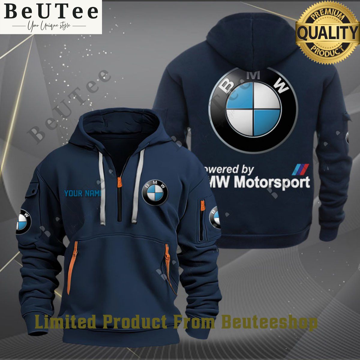 bmw motorsport automobile customized limited 2d half zipper hoodie 1