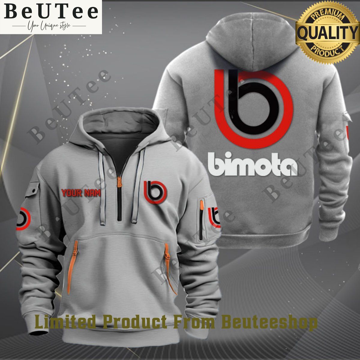 bsa motorcycles custom name brand 2d quarter zip hoodie 1