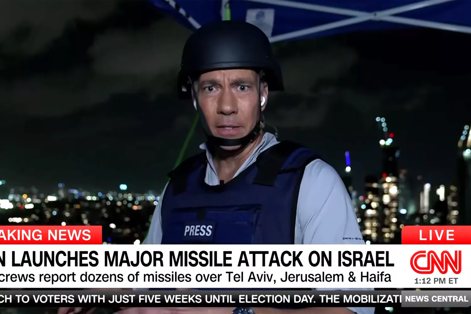 CNN Reporter Jim Sciutto Takes Cover as Missiles Strike Nearby During Report from Israel