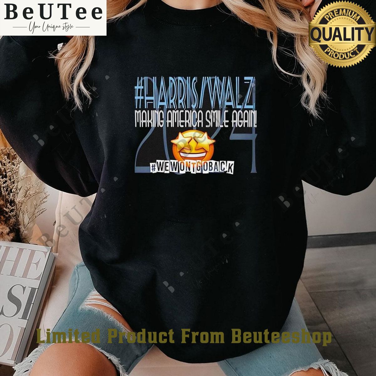 harris walz making america smile again we wont go back 2024 shirt 1