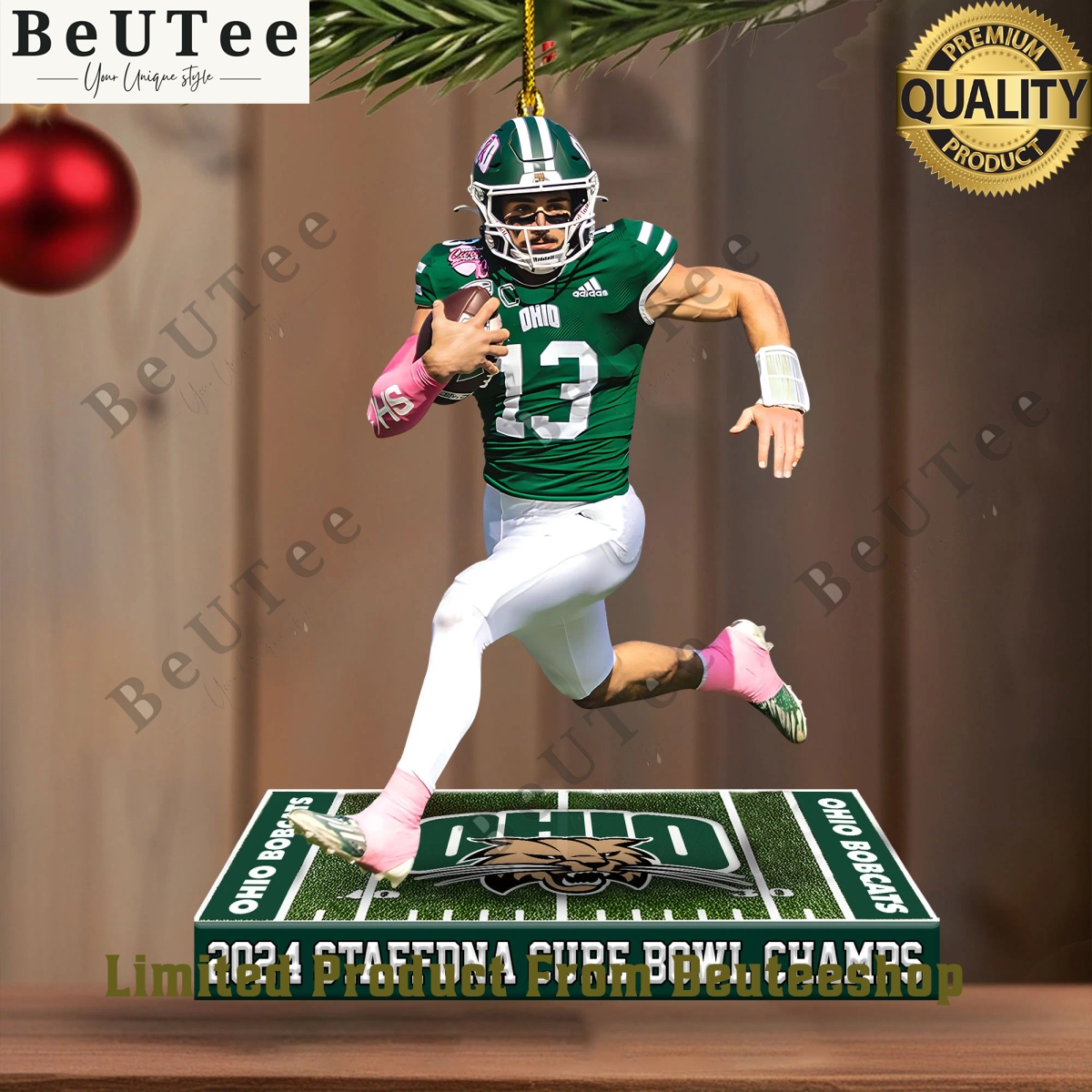 ohio bobcats stafdna jackson paveletzke 13 cure bowl champs plastic ornament 1 JuwVy.jpg