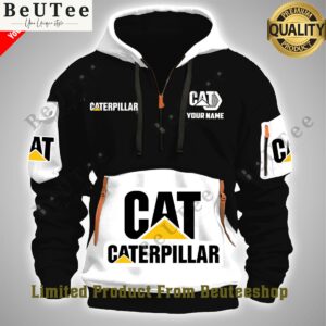 Custom Name Caterpillar Engine Black Half Zipper Hoodie Lovely smile