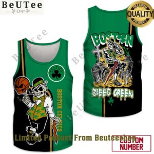 Custom Number Boston Celtics Bleed Green Skull 3D t Shirt Impressive picture.