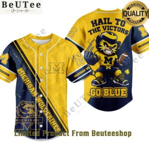 michigan wolverines hail to the victors go blue mascot baseball jersey shirt 1 yYmuo.jpg