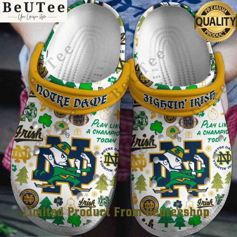 Notre Dame Fighting Irish Football White Clogs This design is a work of art.