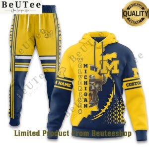 Personalized Michigan Wolverines football Yellow Hoodie and Pants Cool DP