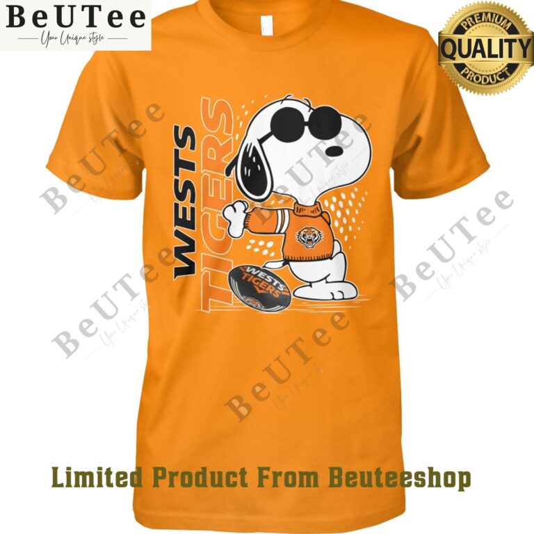 Snoopy West Tigers Football t shirt Your face is glowing like a red rose
