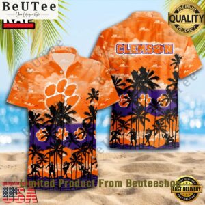 Clemson Tigers NCAA Coconut Tree Orange Aloha Hawaiian Shirt Nice shot bro
